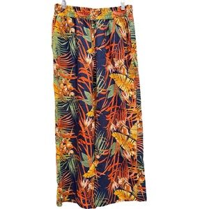 Panama Jack Size XL Tropical Hawaiian Linen Elastic Waist Pockets Pull-On Pants